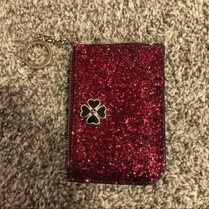 Kate Spade sparkly pink mini-wallet ID holder keychain